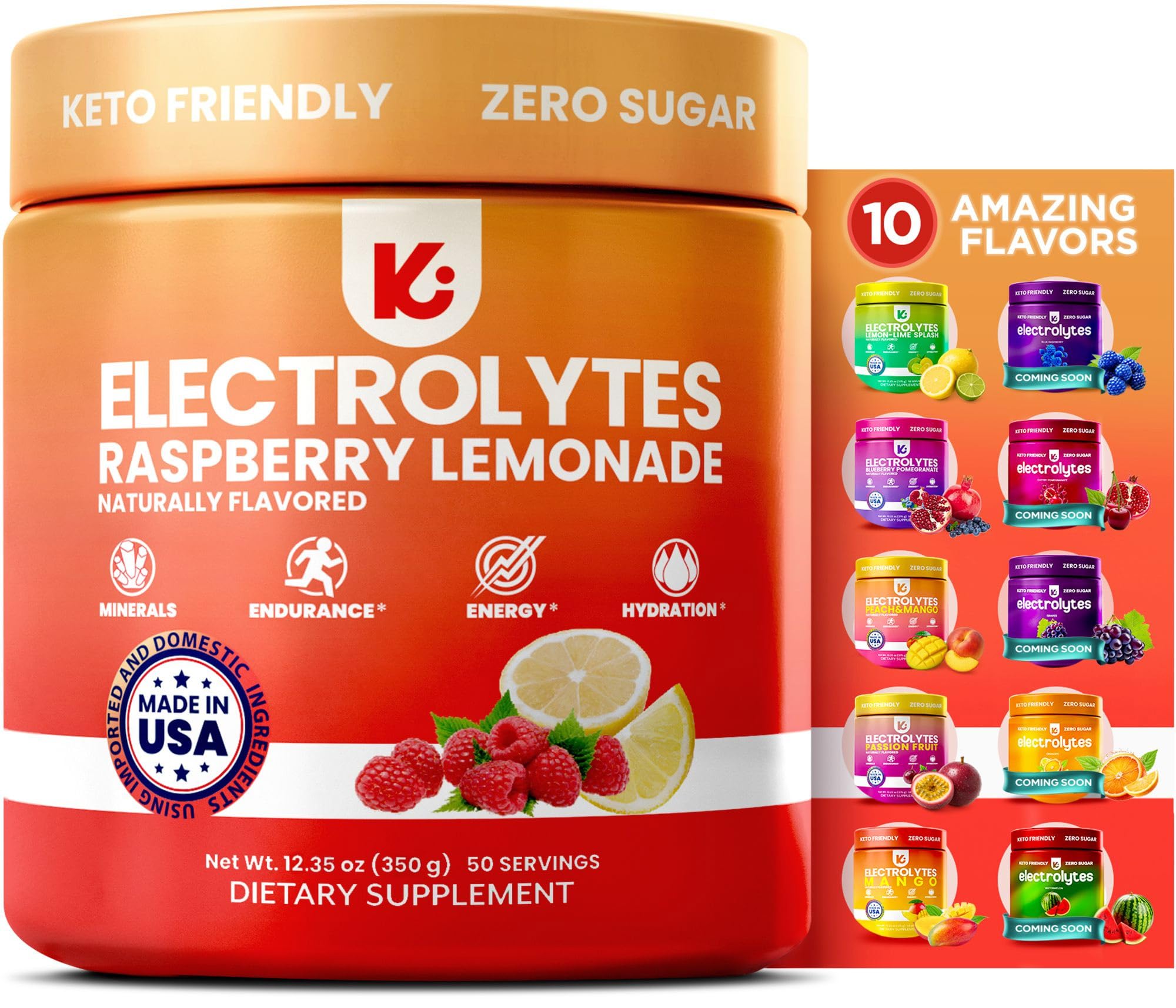 Keppi Electrolytes Raspberry Lemonade powder tub for sugar-free daily hydration