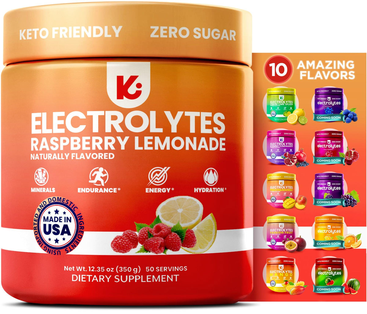 Keppi Electrolytes Raspberry Lemonade powder tub for sugar-free daily hydration