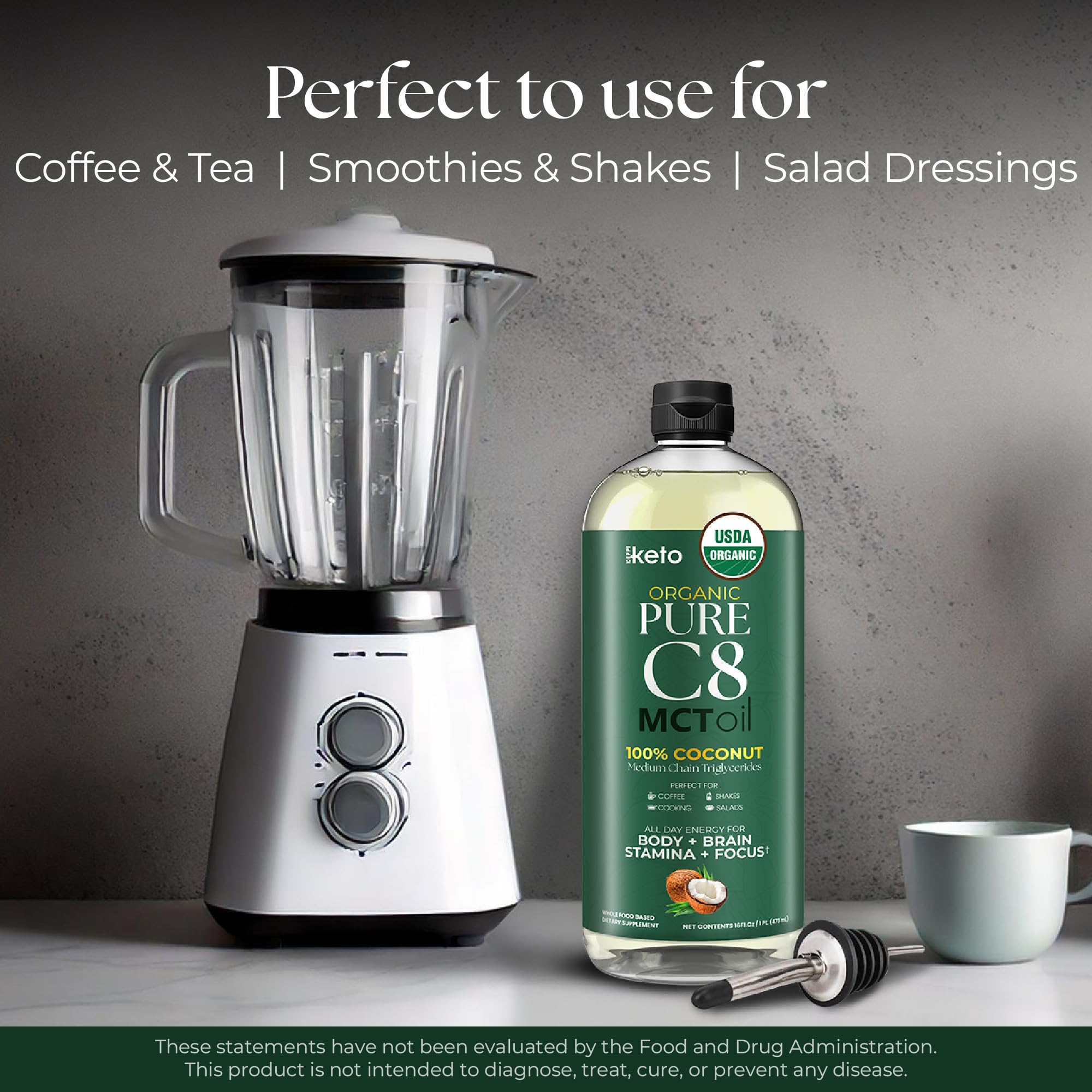 Keppi MCT Oil in a coffee cup, flavorless addition
