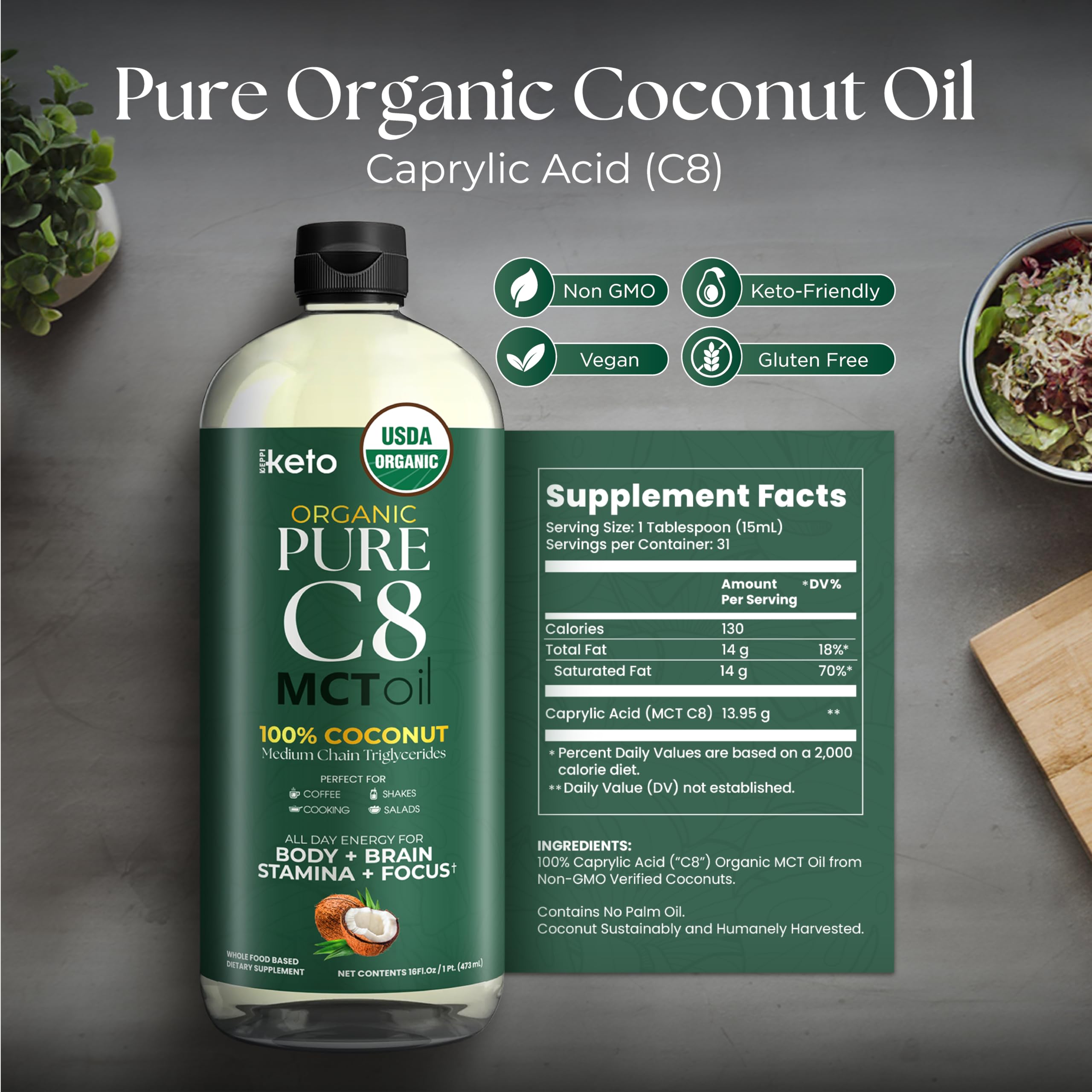 Keppi MCT Oil in pantry, keto-ready for daily use
