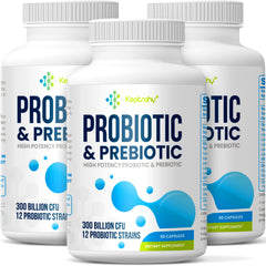 Keptrohy Probiotics bottle showing 300B CFU formula for daily digestive support
