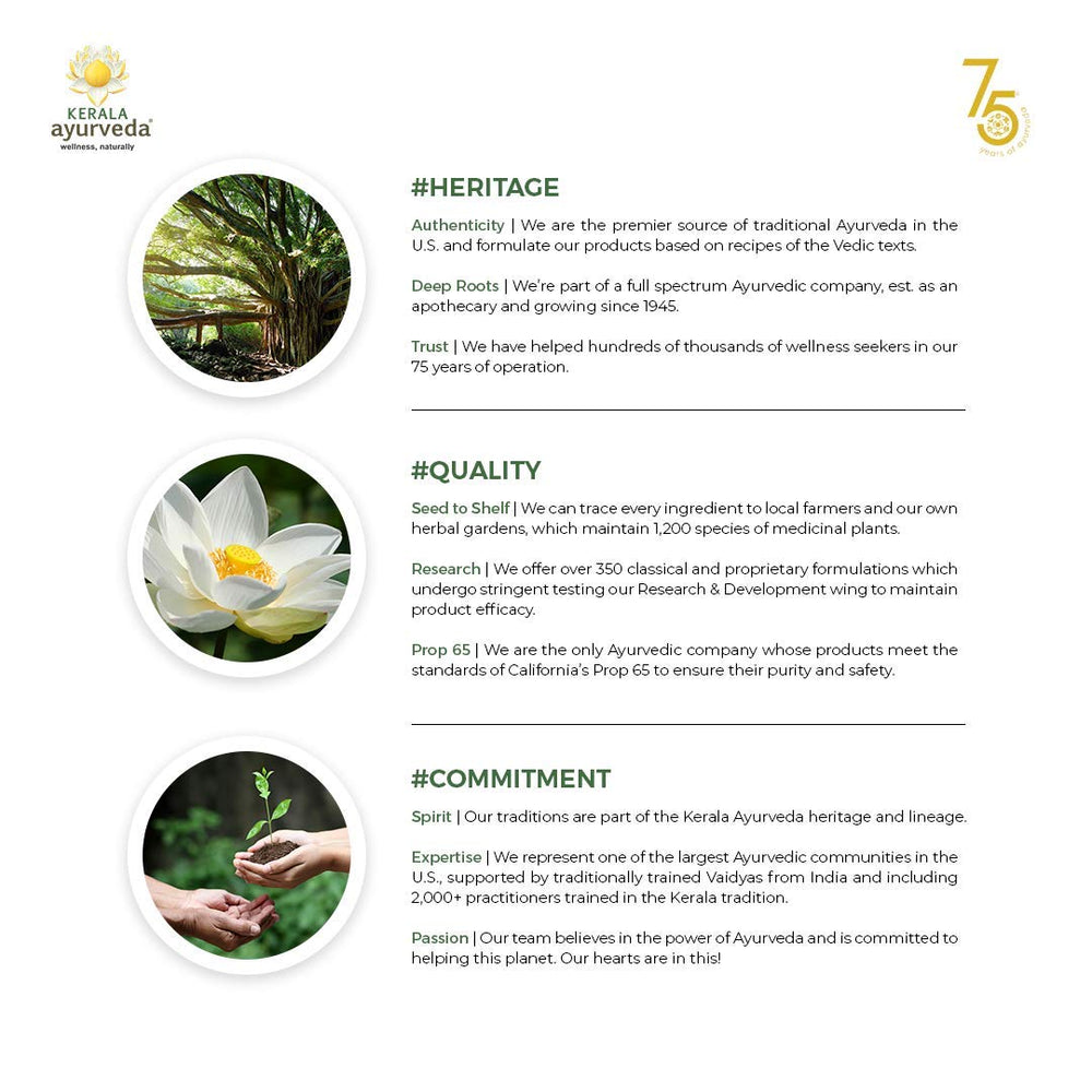 Ingredients section shows 100% herbal base without fragrances or color