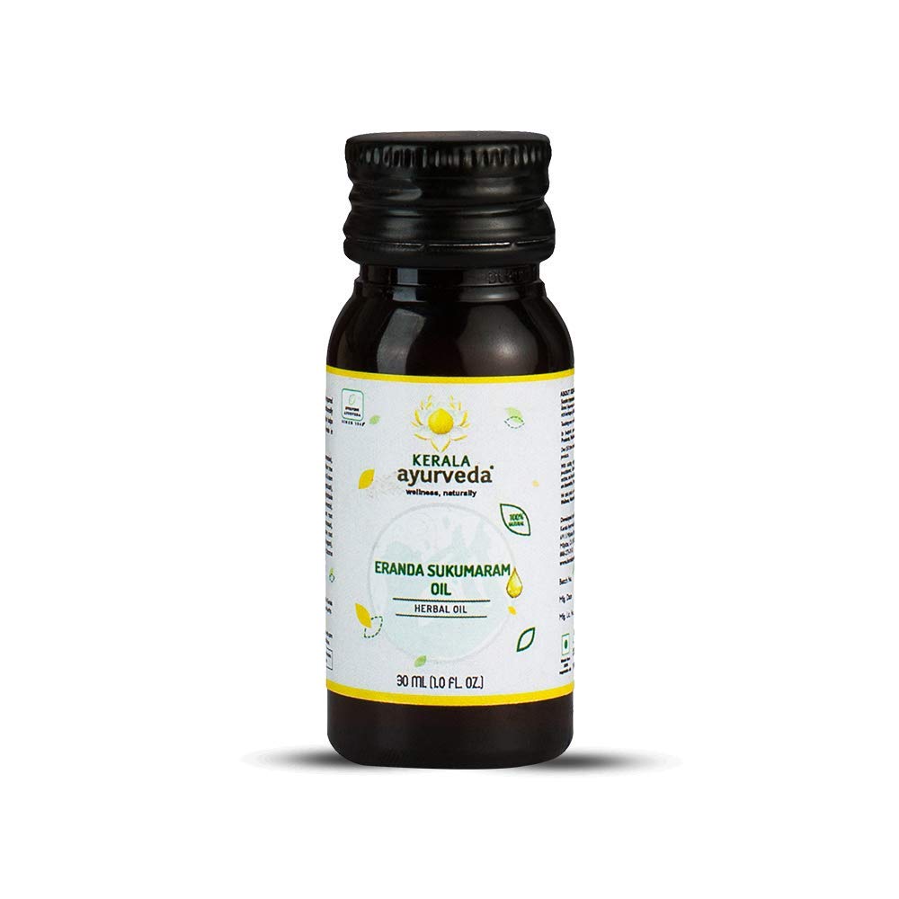 Kerala Ayurveda Eranda Sukumaram oil bottle with castor base for elimination support
