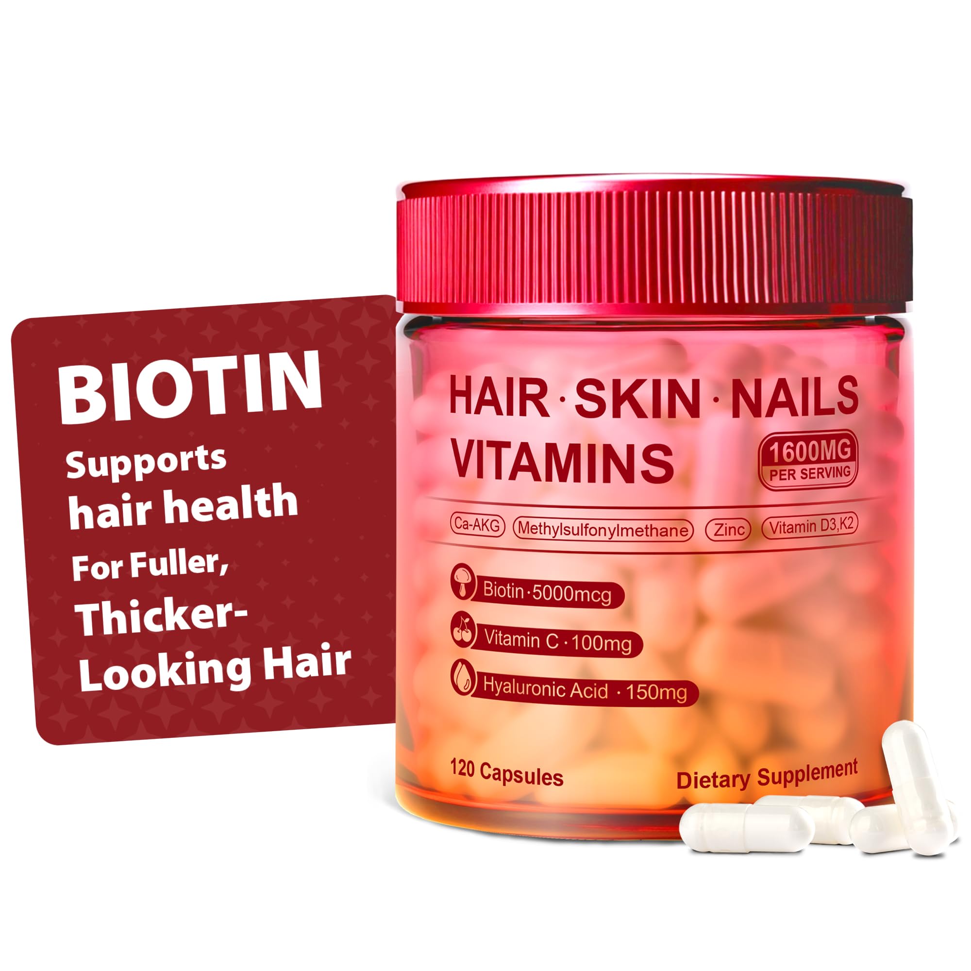 Kereeao Hair Skin Nails bottle pour supports easy daily beauty routine.