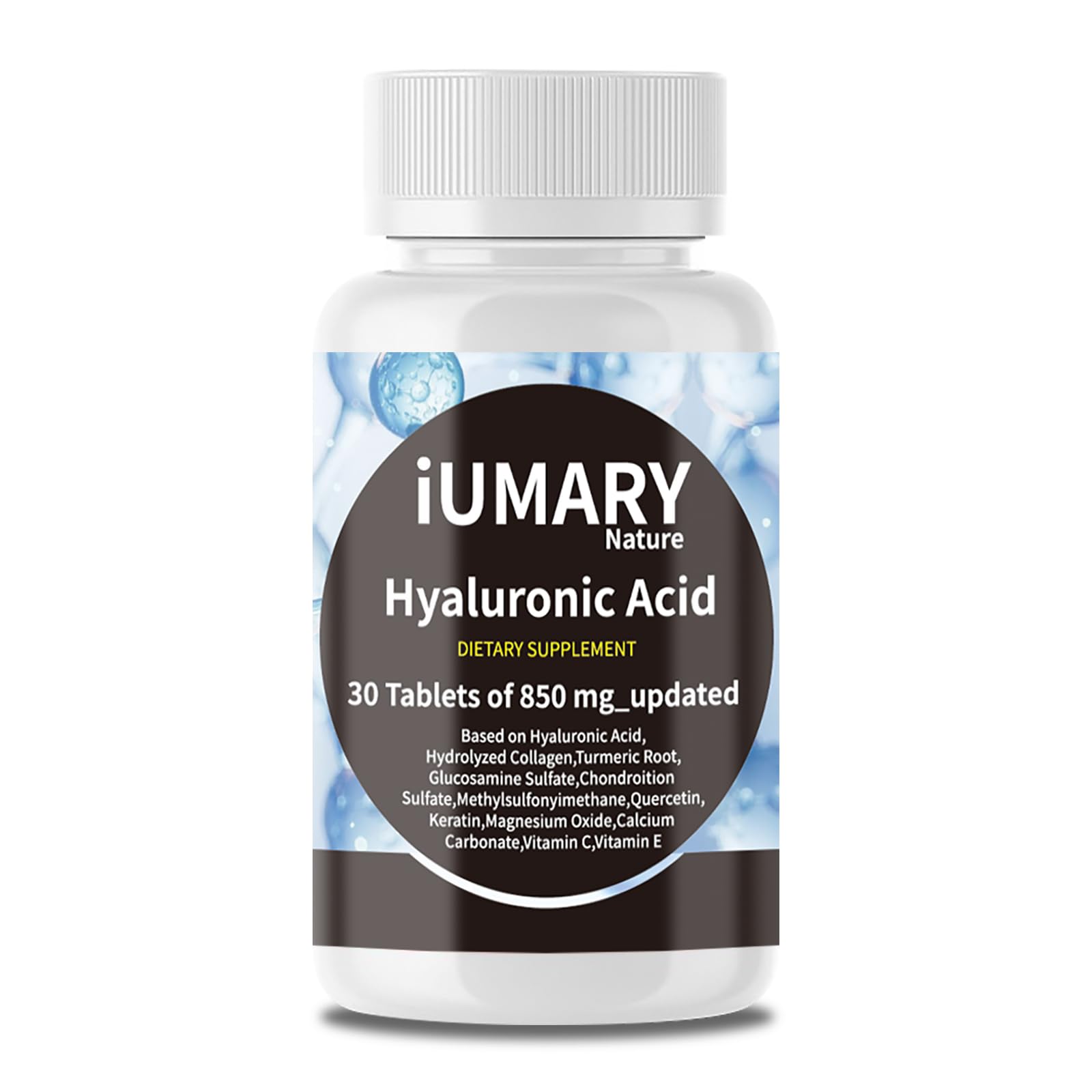 Keszciy Hyaluronic Acid 850mg bottle promotes joint support and skin hydration.