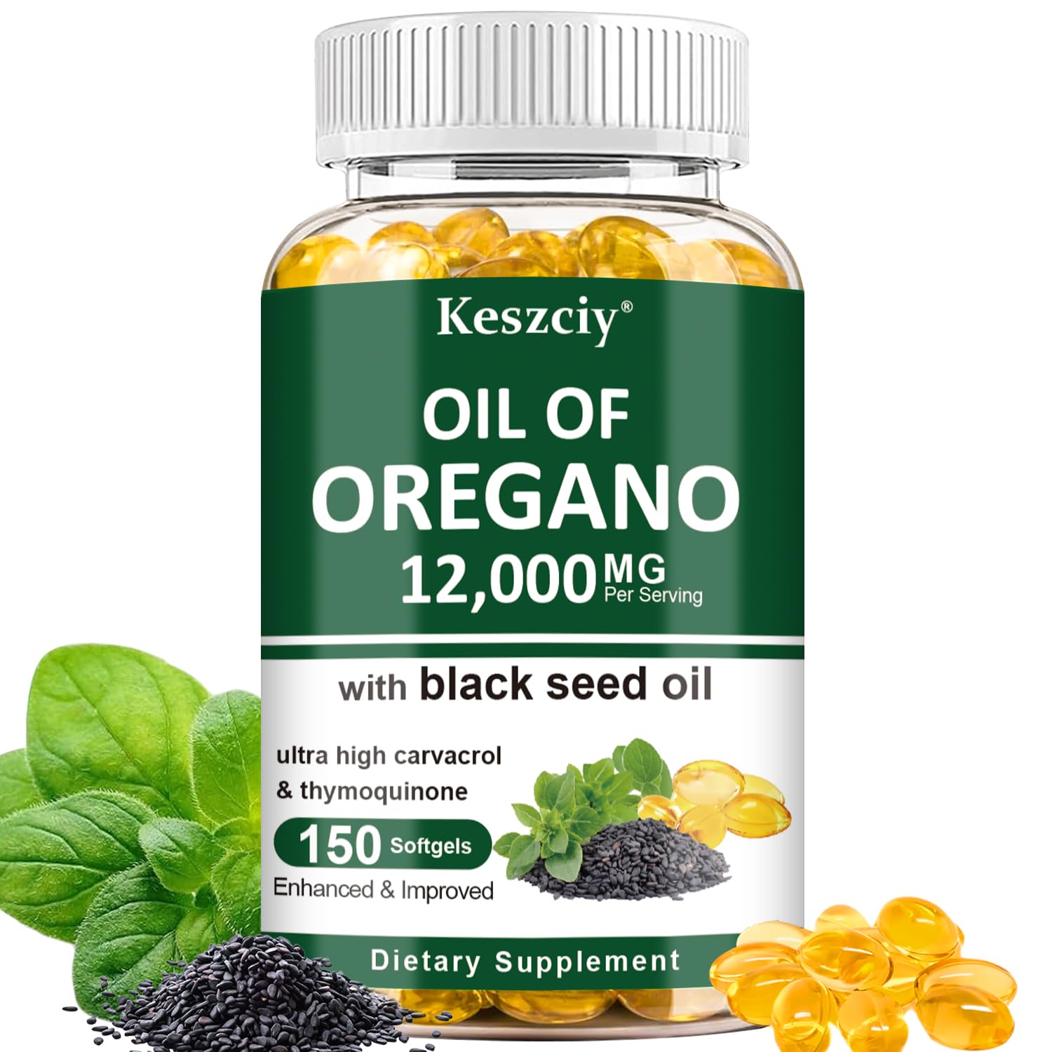 Keszciy oregano oil softgels bottle for daily immune support
