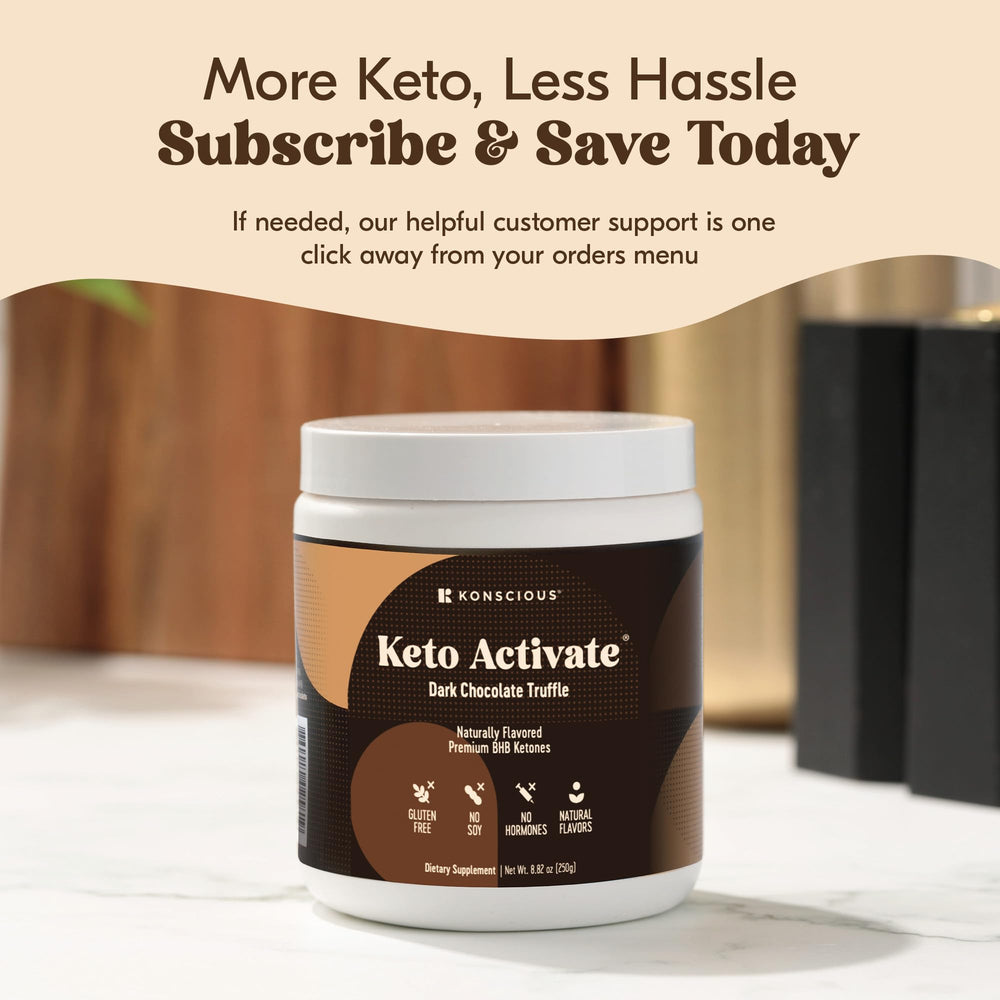 Keto Activate kitchen scene with welcome pack suggests simple daily keto routine.