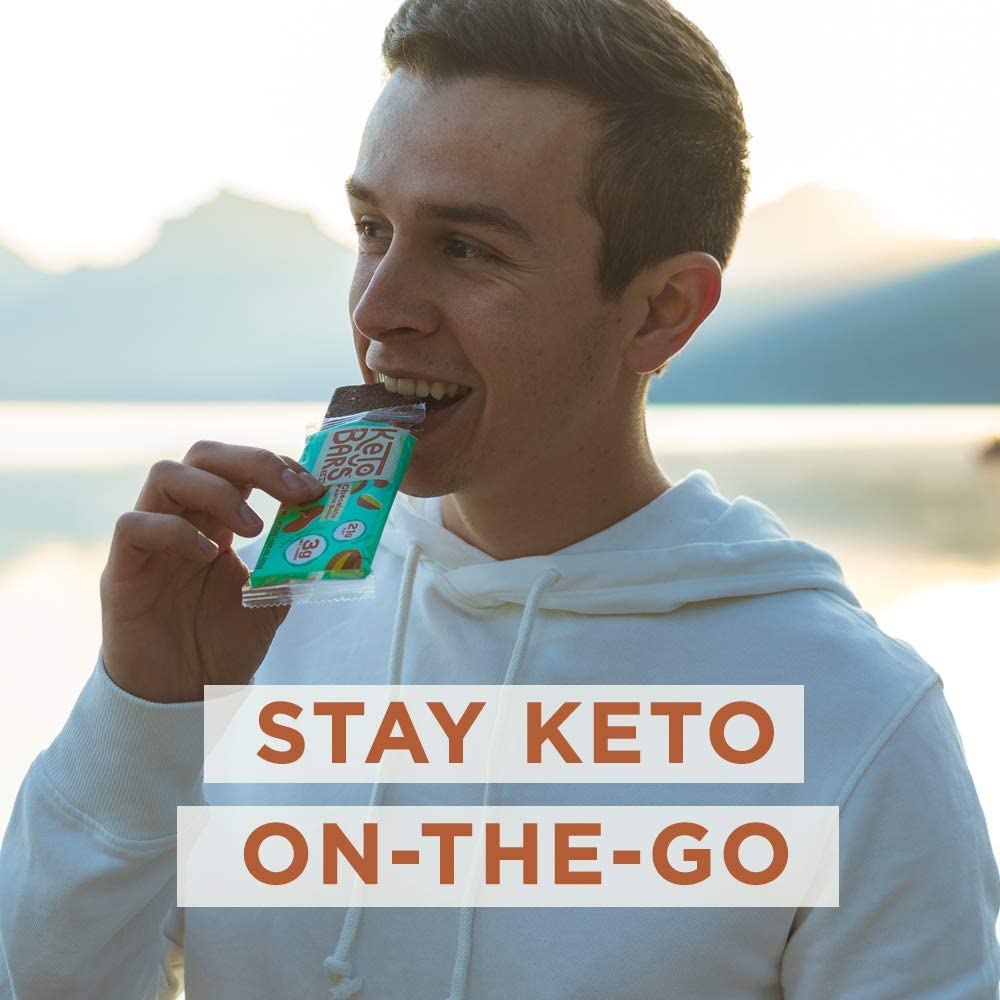 Keto Bars Made in USA kitchen badge on packaging signals quality for keto snacking.