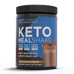 Keto Science Keto Shake Chocolate in glass for energy on keto.