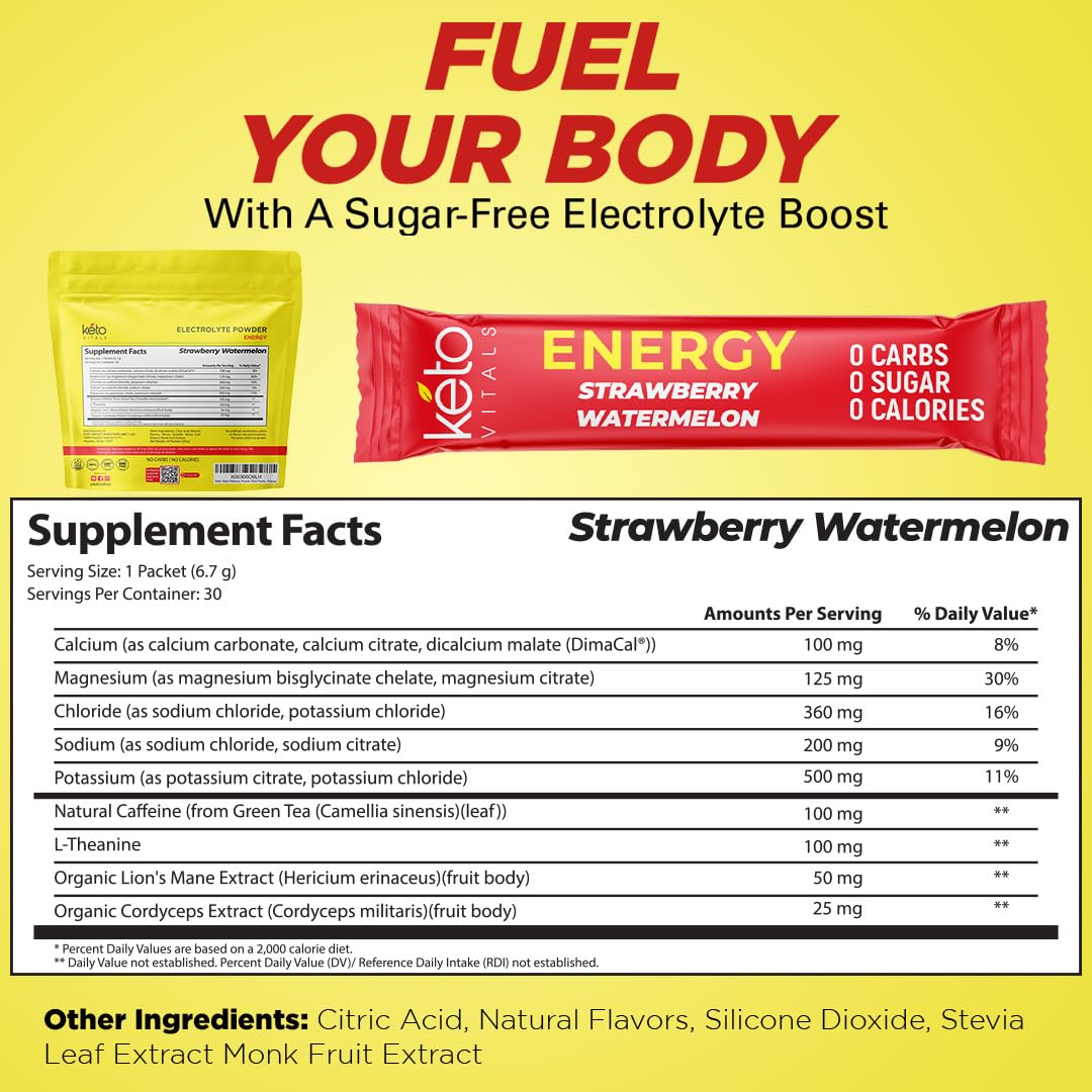 Powder dissolving in water with Keto Vitals branding
