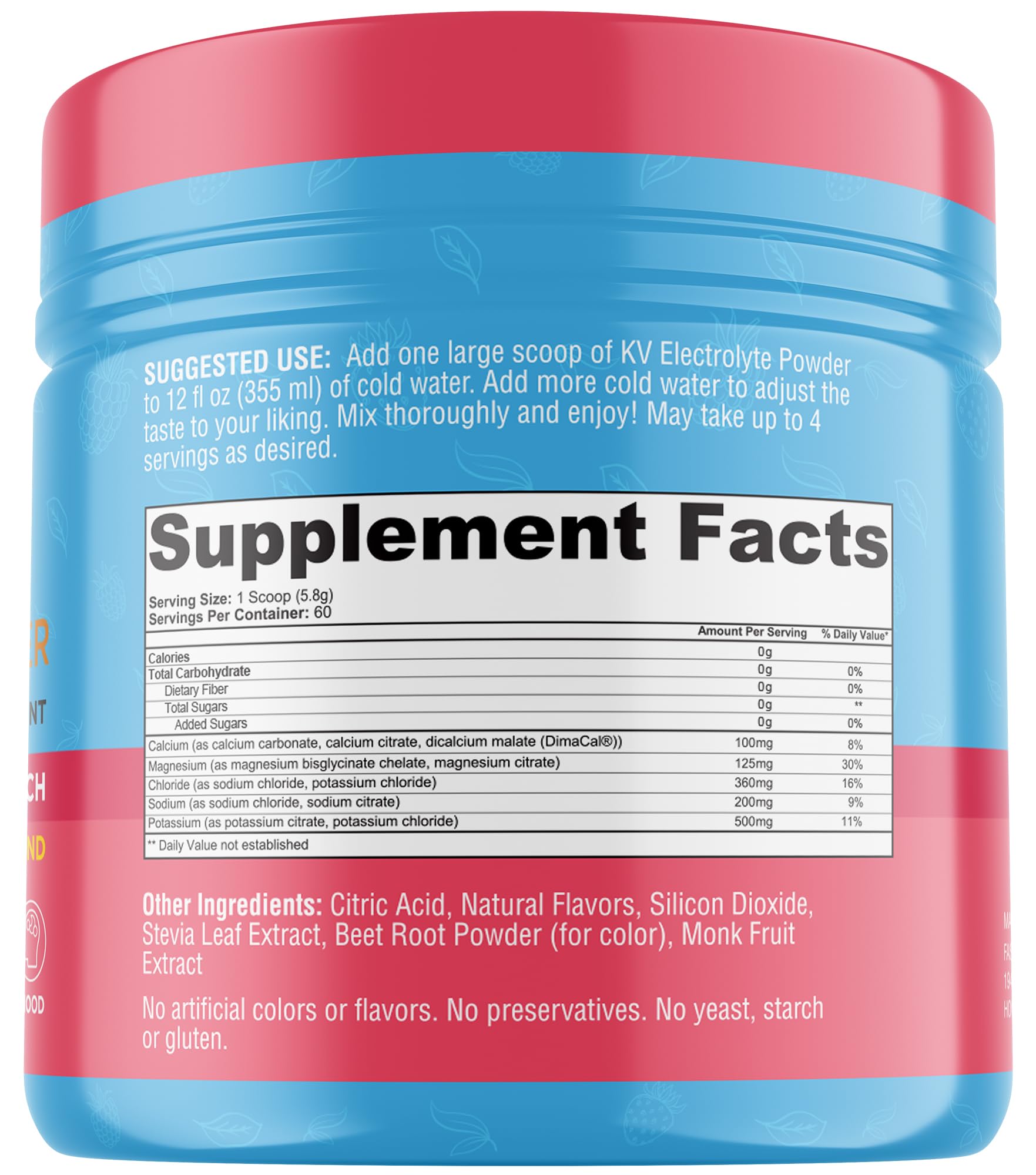 Keto Vitals nutrition label detail