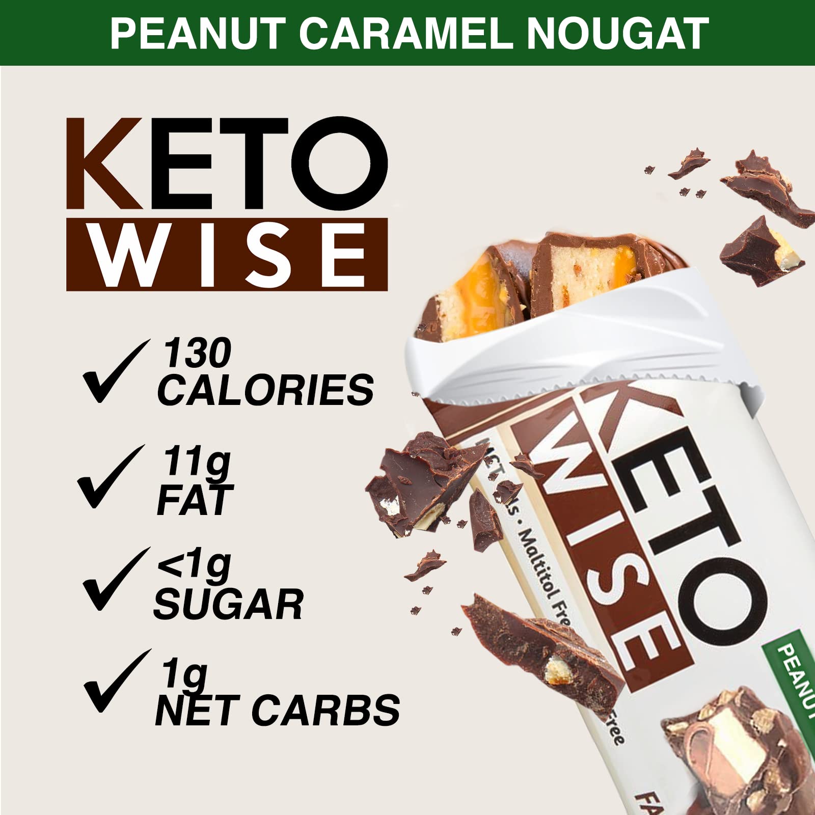 Keto Wise Fat Bombs peanut caramel nougat reveal for keto-friendly bite