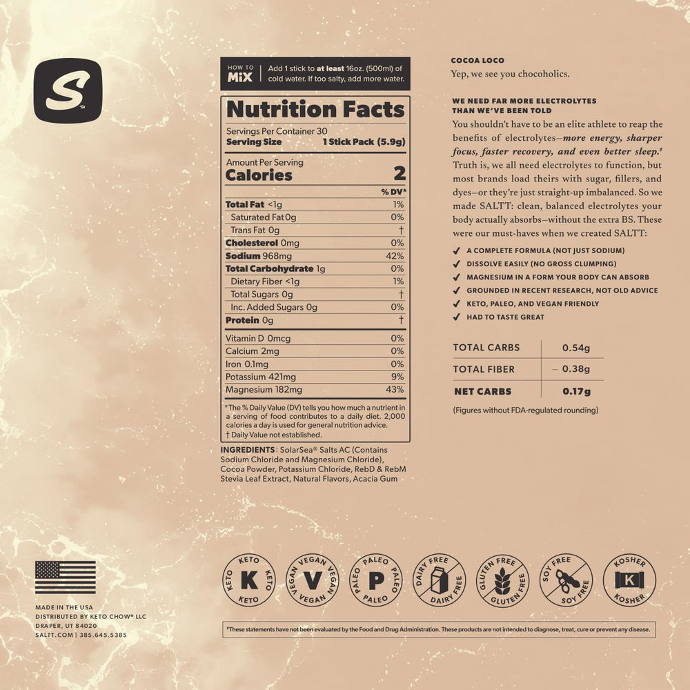 Keto Chow SALTT Cocoa Loco end-use scenario, enjoying a sip mid-activity.