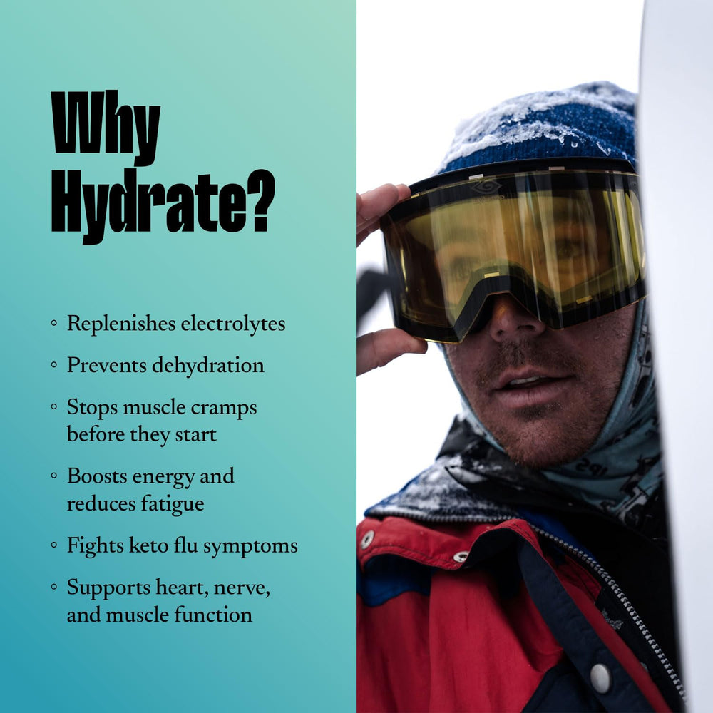 Keto Chow SALTT Hydrate unflavored formula blends into beverages.