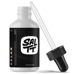 Keto Chow SALTT Relax magnesium drops bottle on counter for easy dosing.