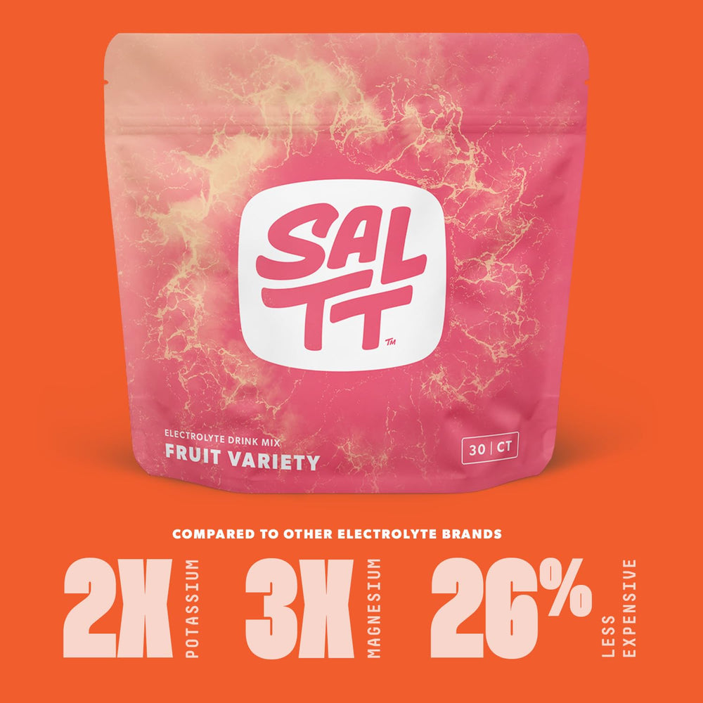 Keto Chow SALTT travel packaging ready for on-the-road hydration needs.