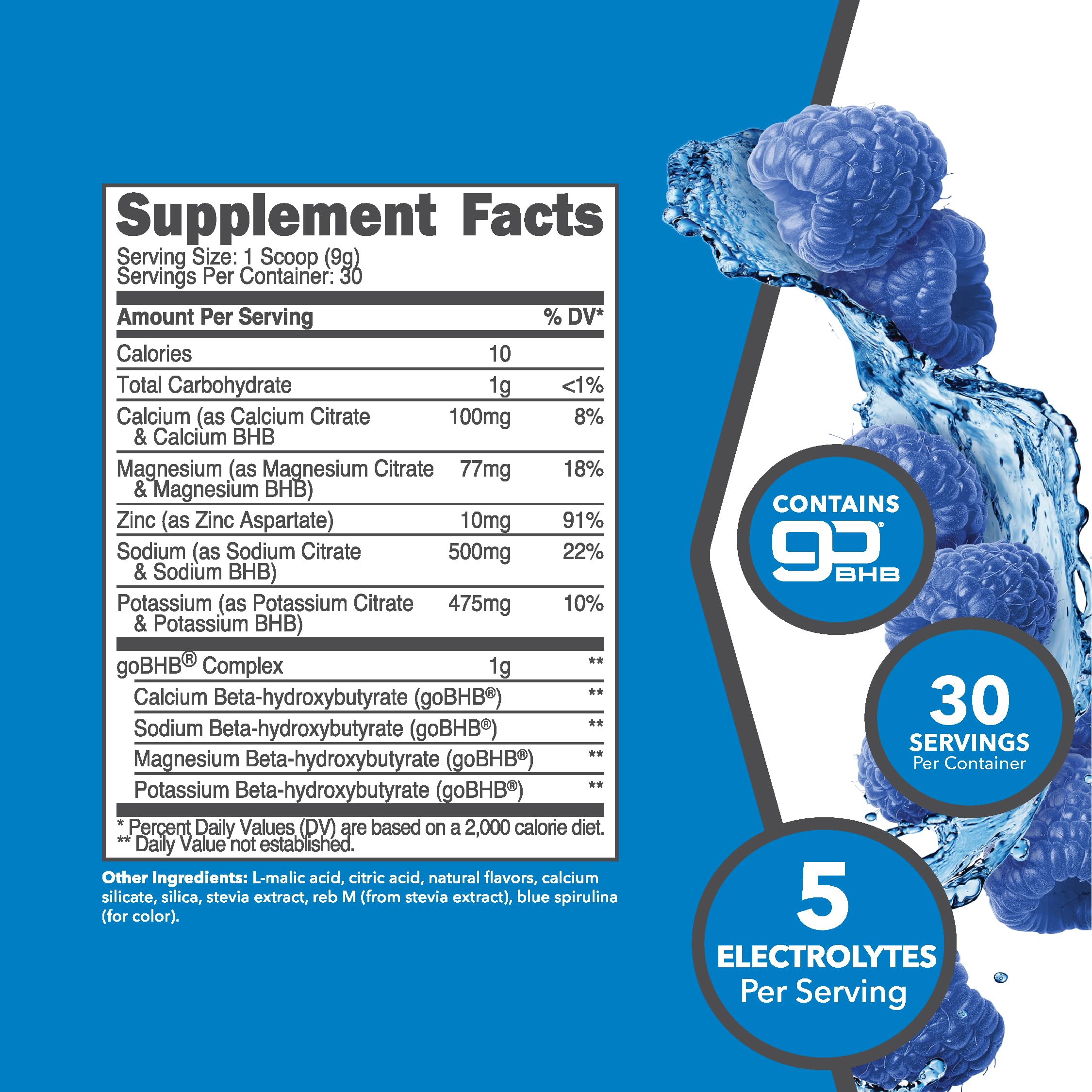 Ketologic Blue Raspberry electrolyte powder pack for on-the-go hydration.