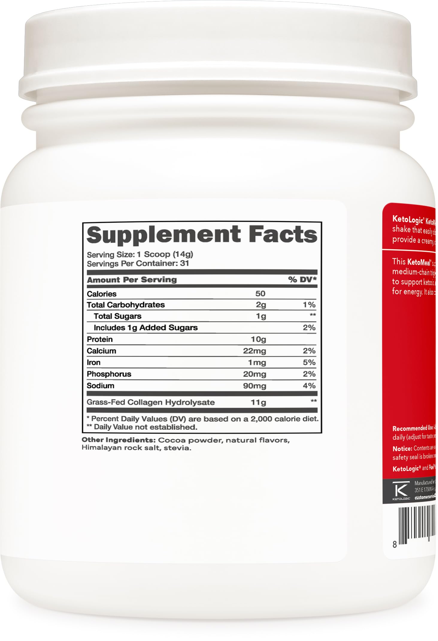 Ketologic collagen chocolate in a smoothie glass highlighting creamy texture in beverages