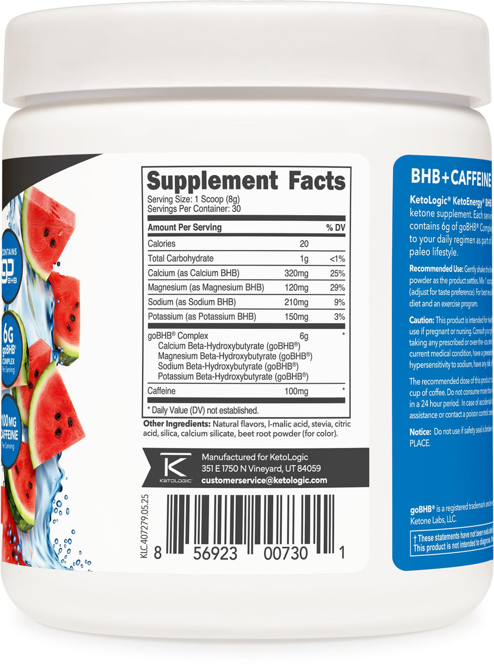Ketologic KetoEnergy label emphasizes BHB and caffeine per serving for quick reference.