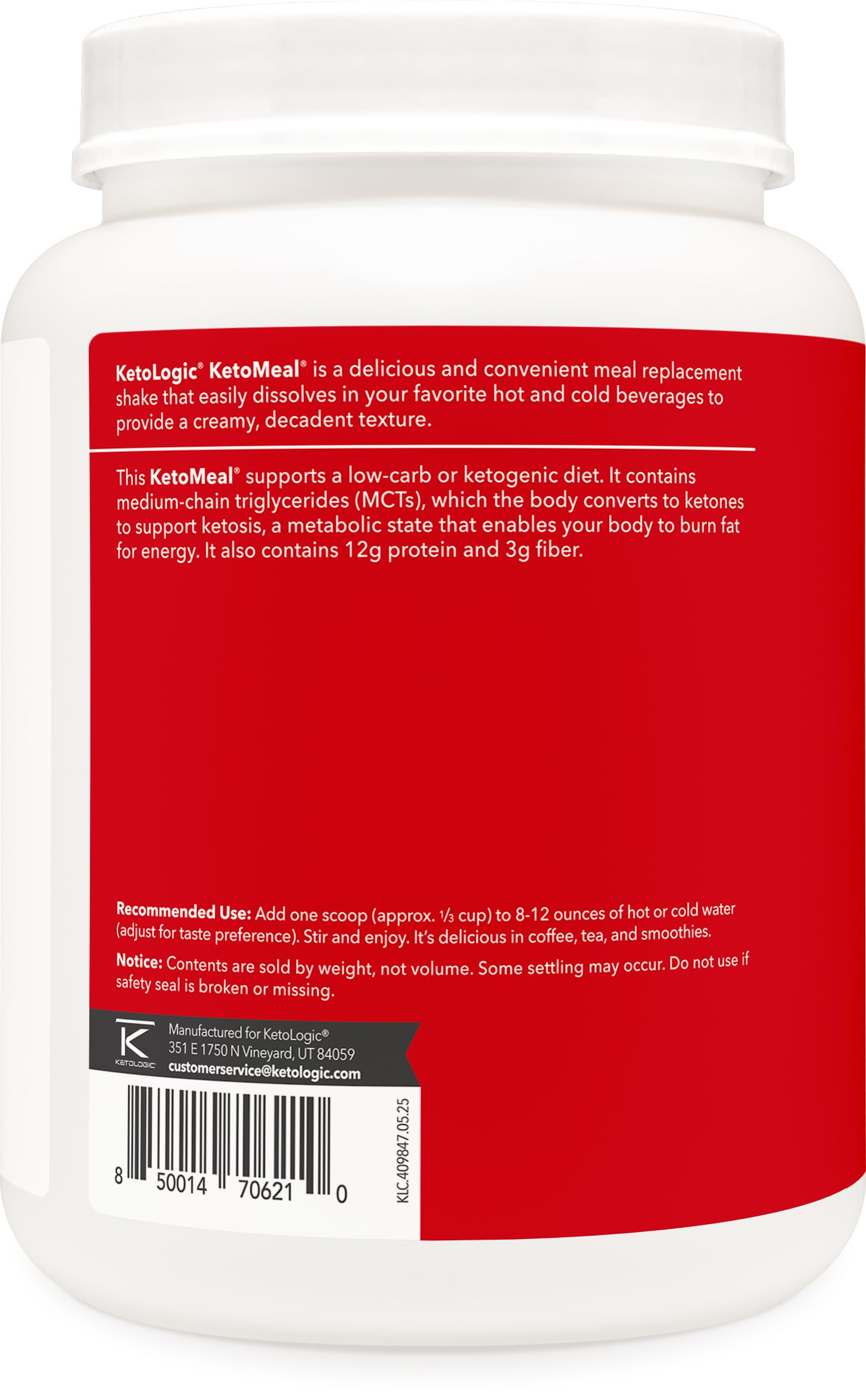 Ketologic Ketomeal vanilla glass with straw shows creamy texture and satiety.