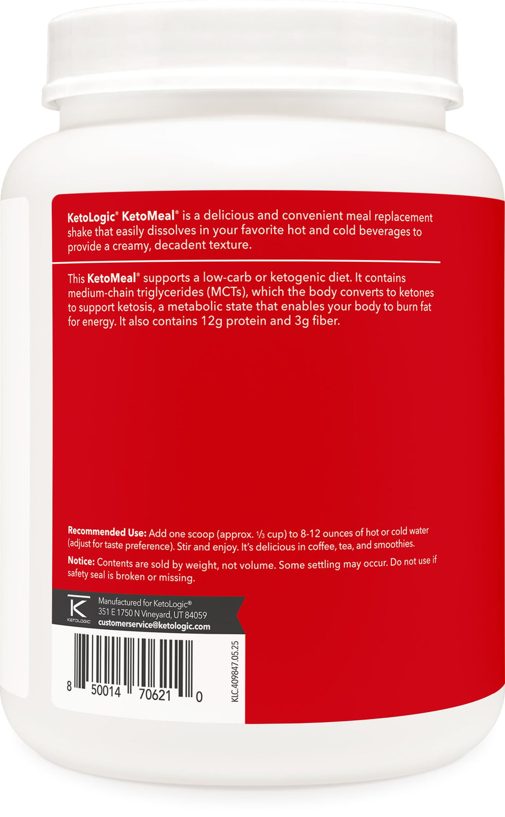 Ketologic Ketomeal vanilla glass with straw shows creamy texture and satiety.