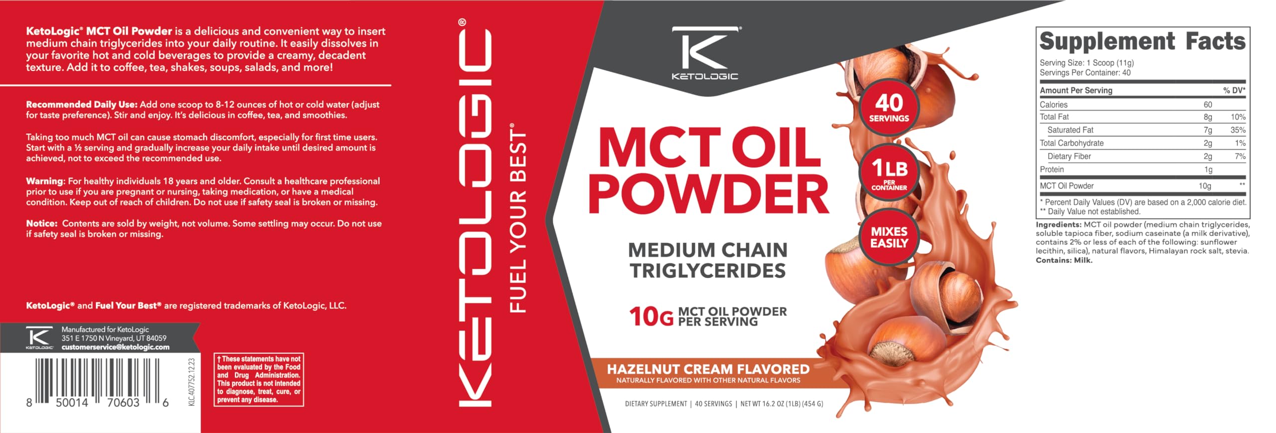 Ketologic MCT Oil Powder into a smoothie for sustained energy and focus