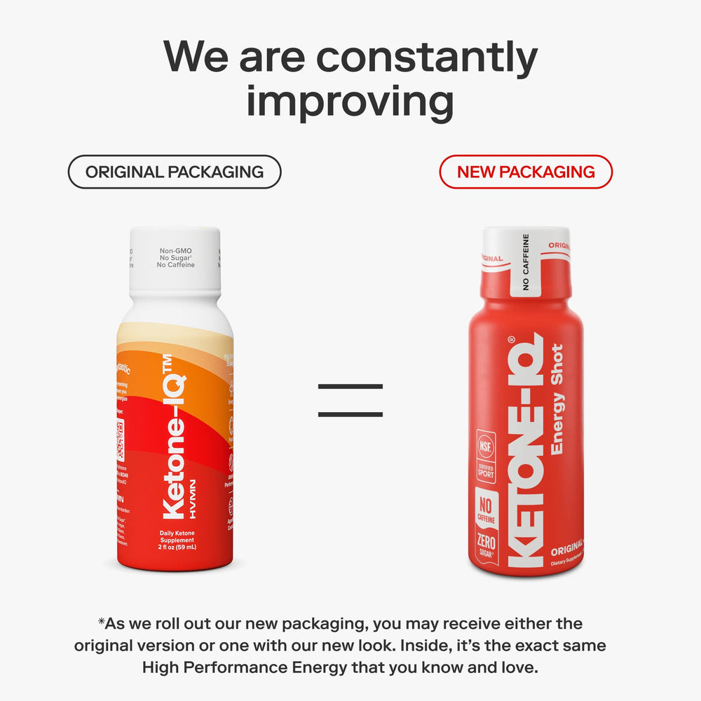 Ketone-IQ bottle with glass on desk for quick morning workout energy