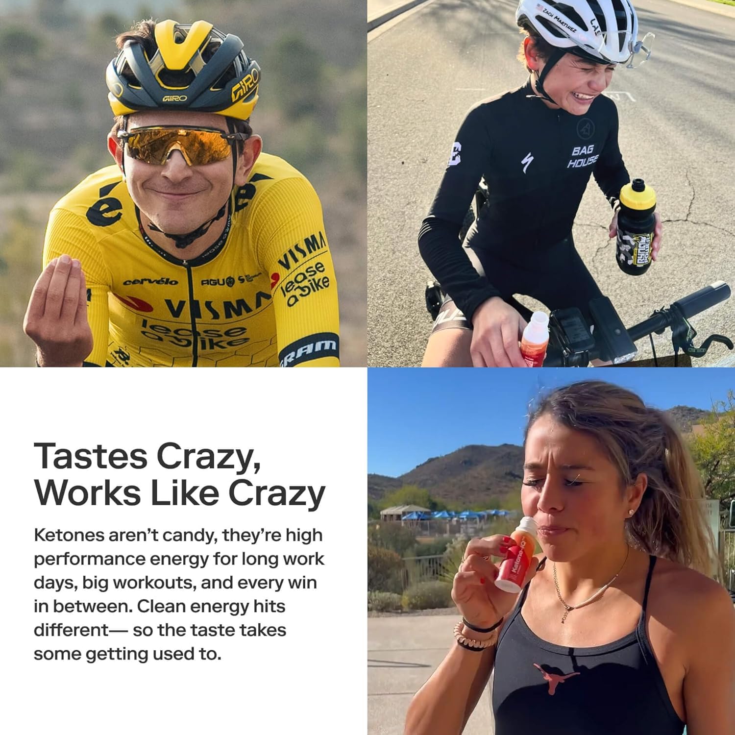 Ketone-IQ Raspberry Lemonade shot energy visuals emphasize caffeine-free boost.