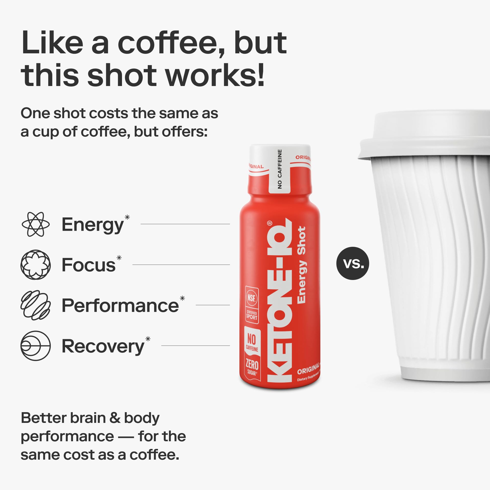 Ketone-IQ shelves with no caffeine shots ideal for caffeine-free routines