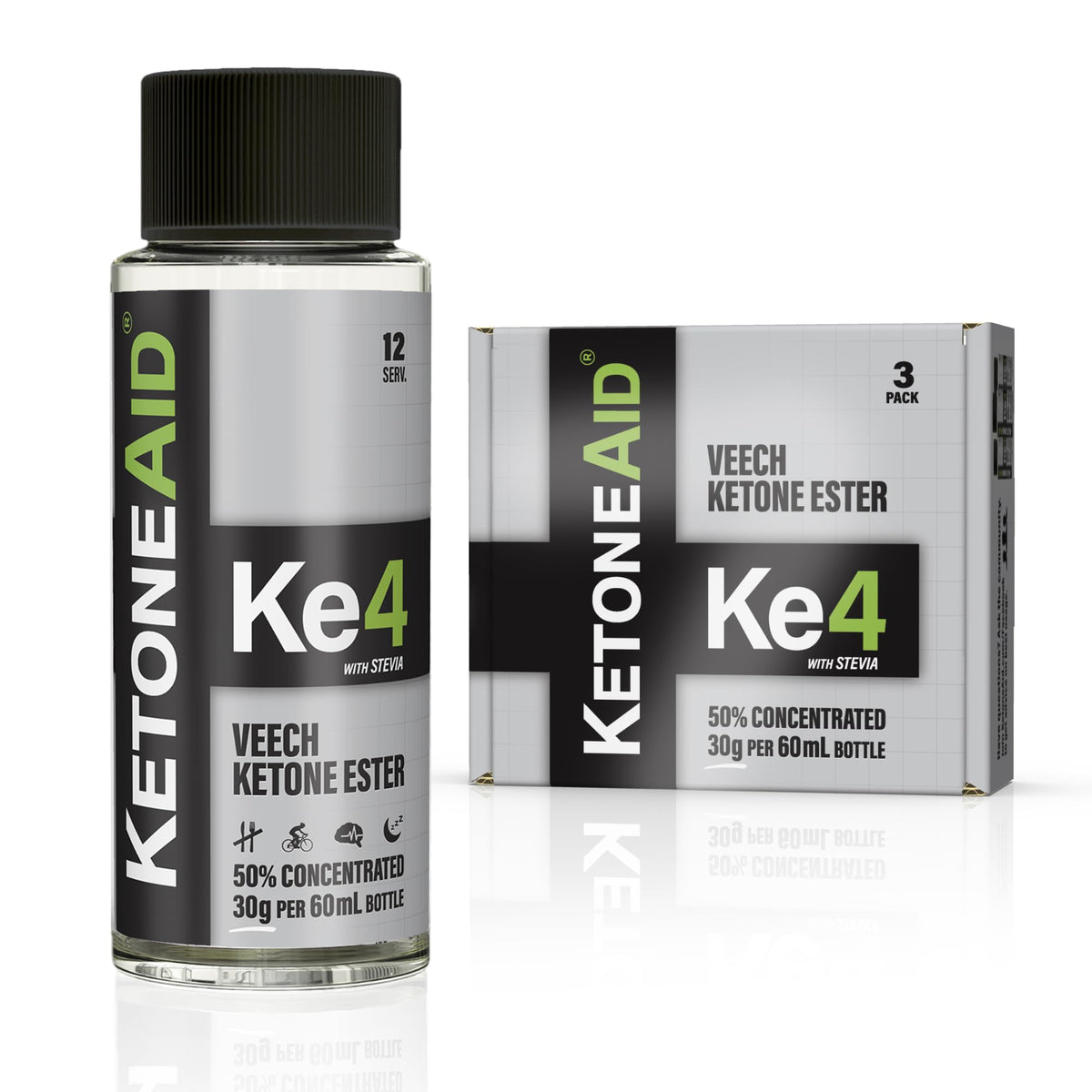 KetoneAid KE4 bottle pour showing energy-ready preparation for workouts