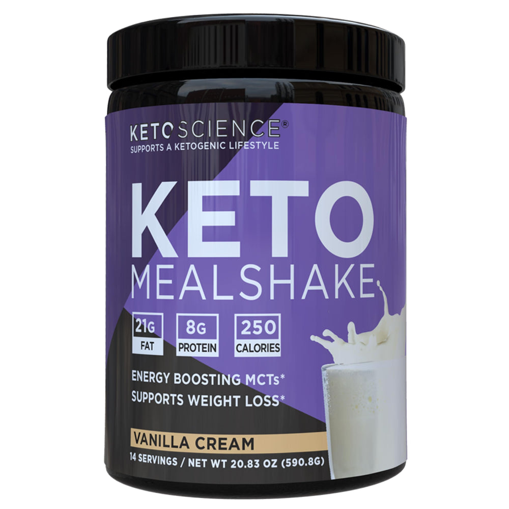 Keto Science Keto Meal Shake Vanilla bottle highlights a convenient keto meal option