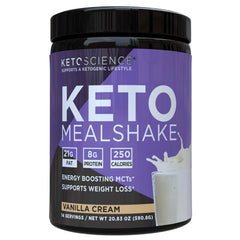 Keto Science Keto Meal Shake Vanilla bottle highlights a convenient keto meal option