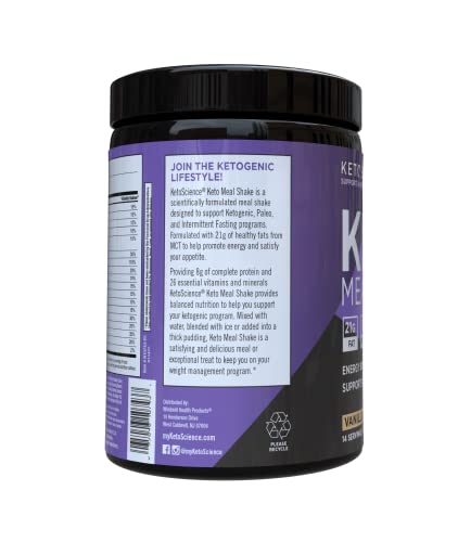 Keto Science Keto Meal Shake Vanilla pouring into a glass for quick keto-friendly energy