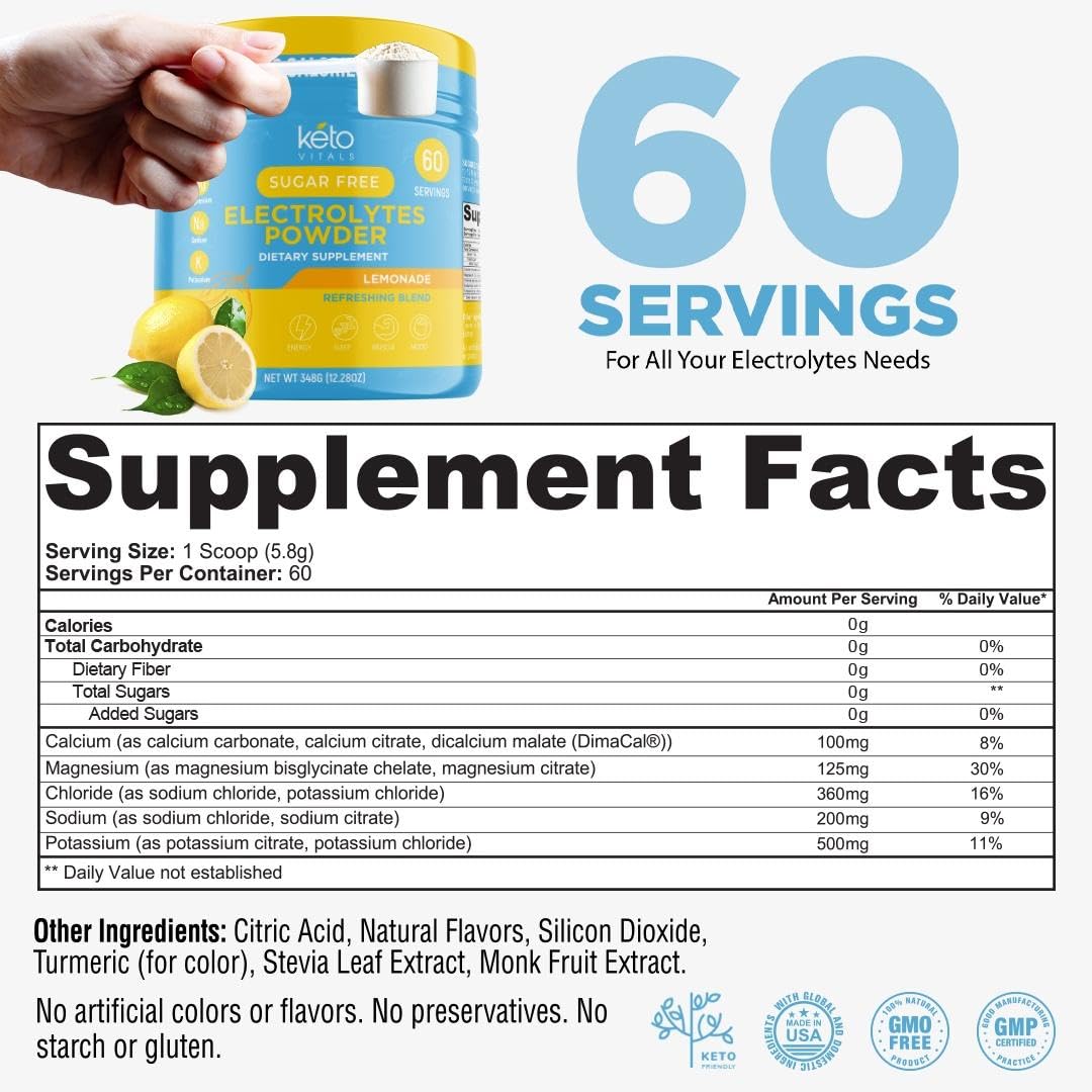 Keto Vitals Electrolytes Powder glass mix for daily energy balance