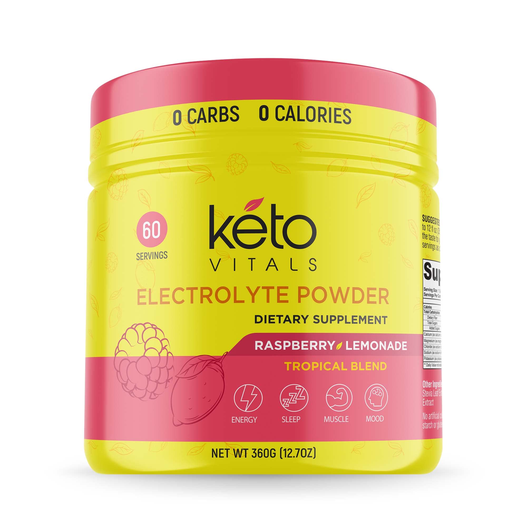 Keto Vitals Electrolytes Powder glass with mixed powder for a refreshing drink.