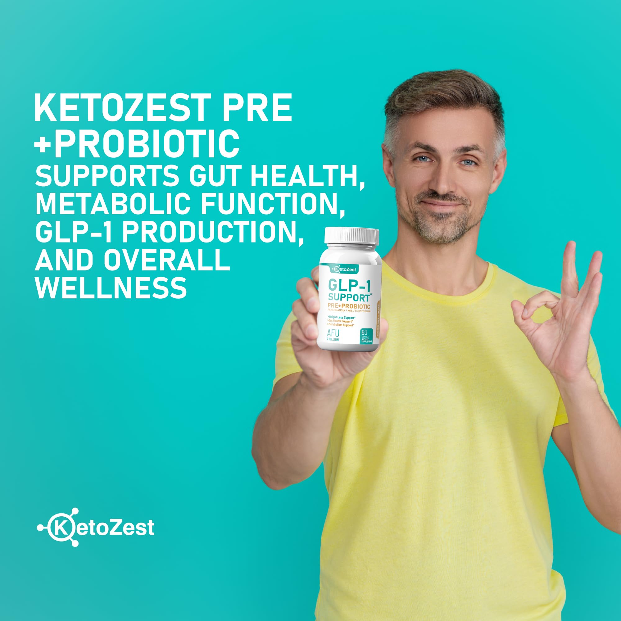 Graphic scene illustrating gut balance and metabolic support with KetoZest