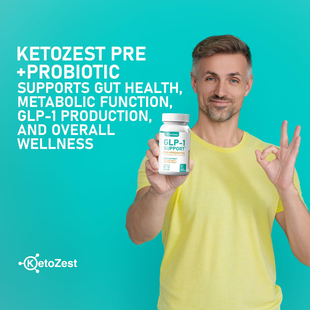 Graphic scene illustrating gut balance and metabolic support with KetoZest