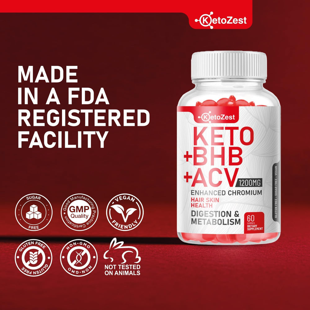 Premium KetoZest packaging emphasizing vegan, sugar-free formula.