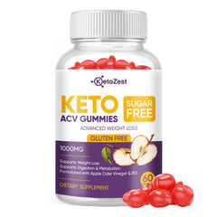 KetoZest Keto ACV Gummies bottle front, sugar-free weight support option.