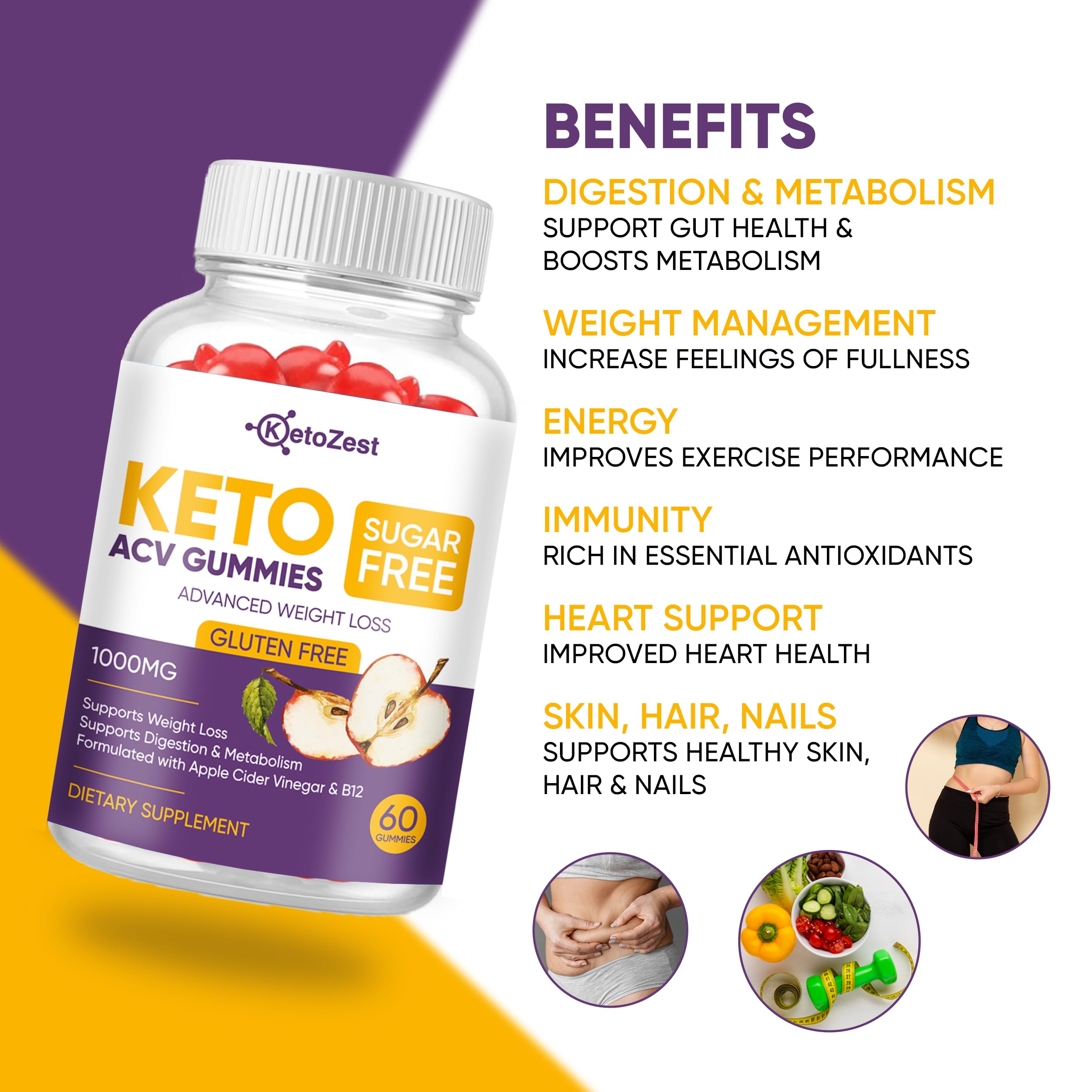 KetoZest ACV gummies being poured into a glass for daily use.
