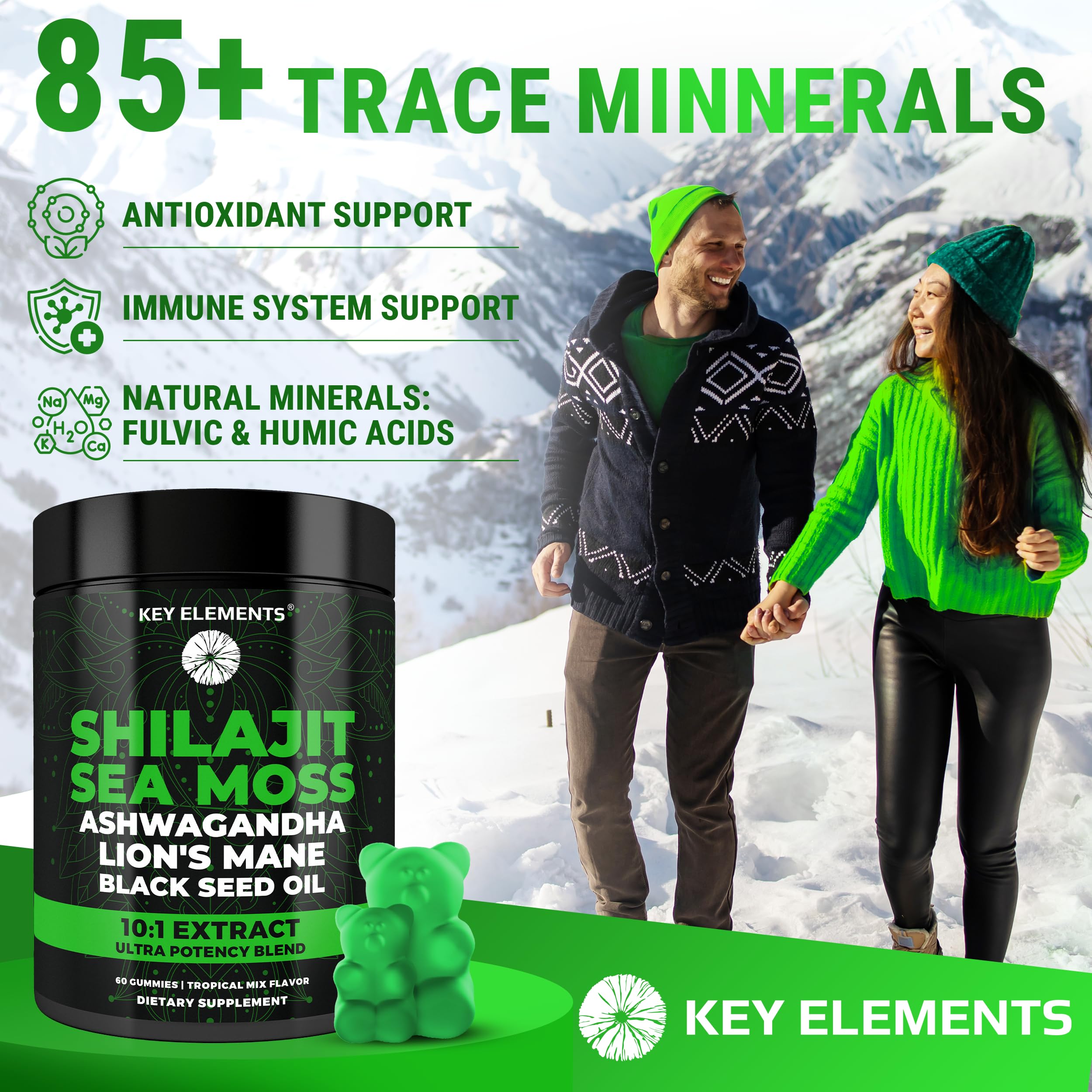 KEY ELEMENTS Black Seed Oil gummies providing antioxidants for daily resilience.