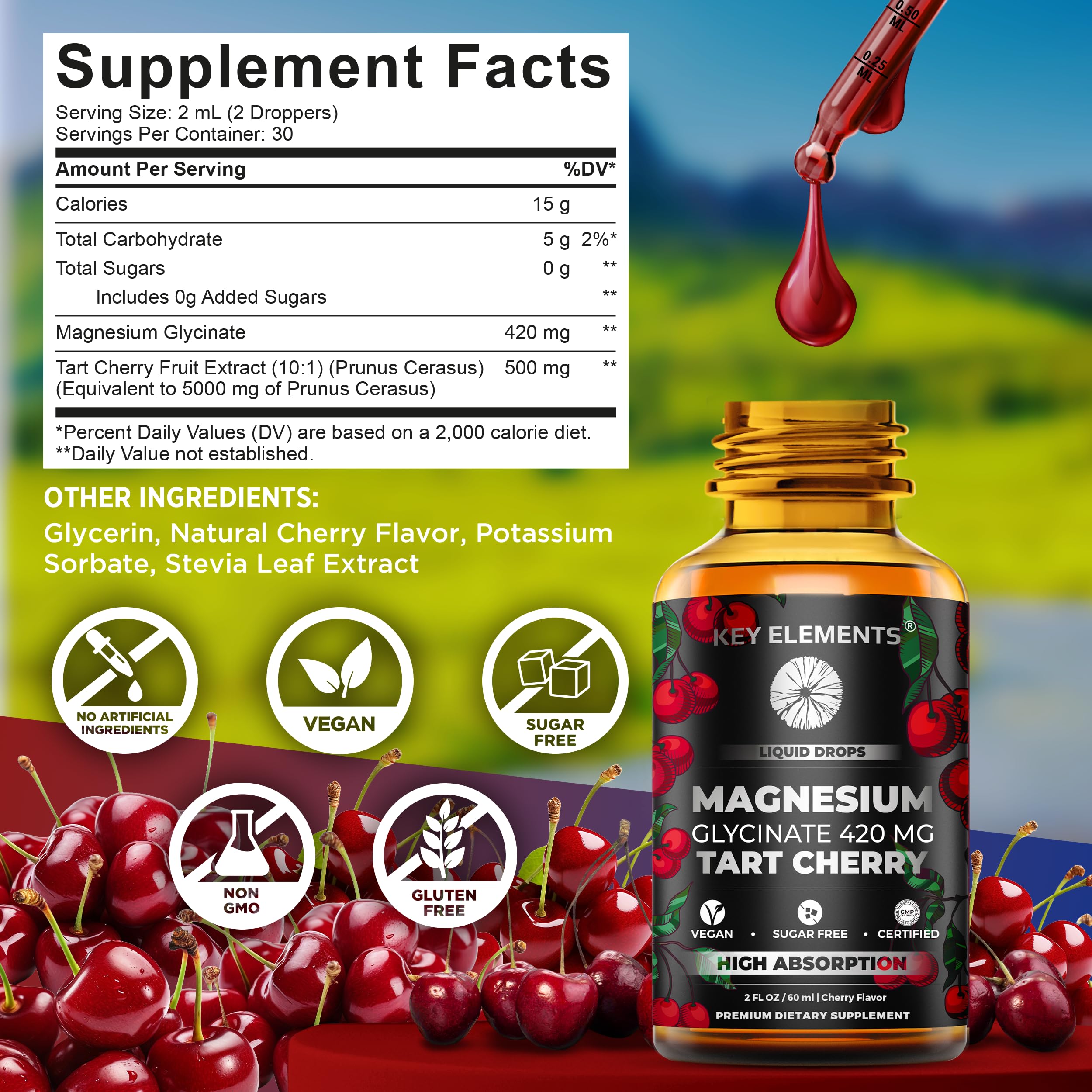 Key Elements bottle side view emphasizing product quality and ingredients.