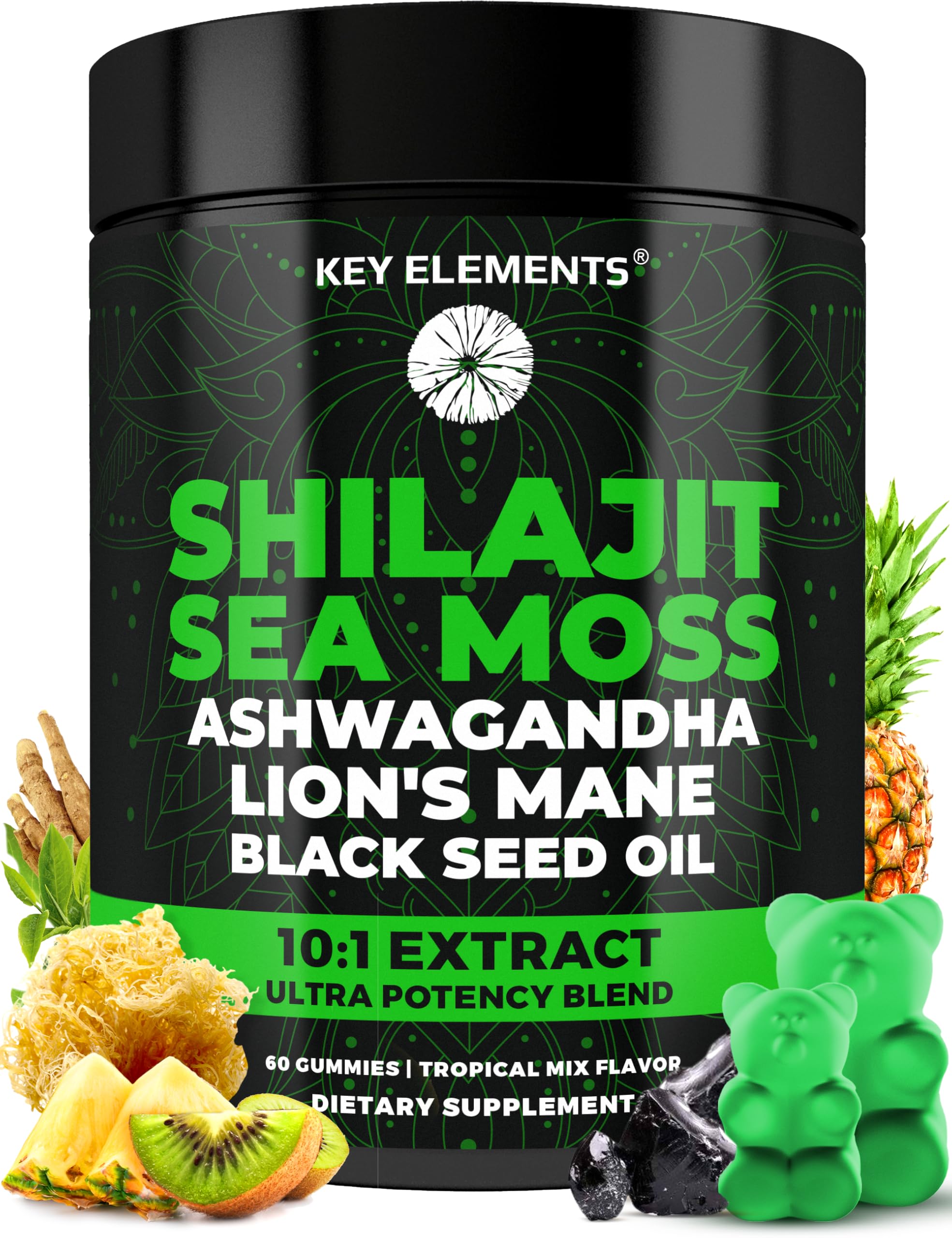 KEY ELEMENTS Himalayan Shilajit Gummies with tropical flavor for daily wellness.