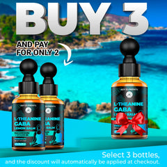 Key Elements Liquid GABA drops close-up highlighting quick-absorption grape formula.