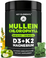 Key Elements Mullein-Chlorophyll gummies bottle showing daily wellness support