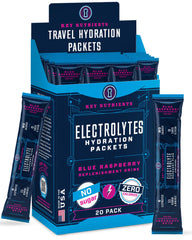 KEY NUTRIENTS electrolyte blue raspberry packet ready for quick hydration