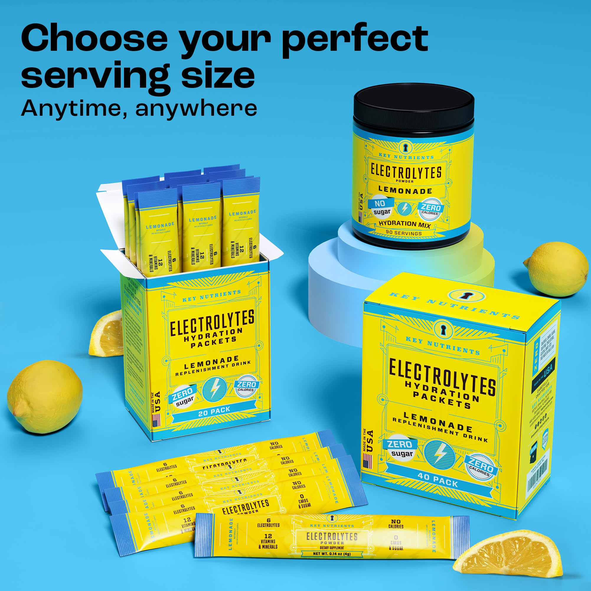 Key Nutrients electrolyte packets proudly made in the USA