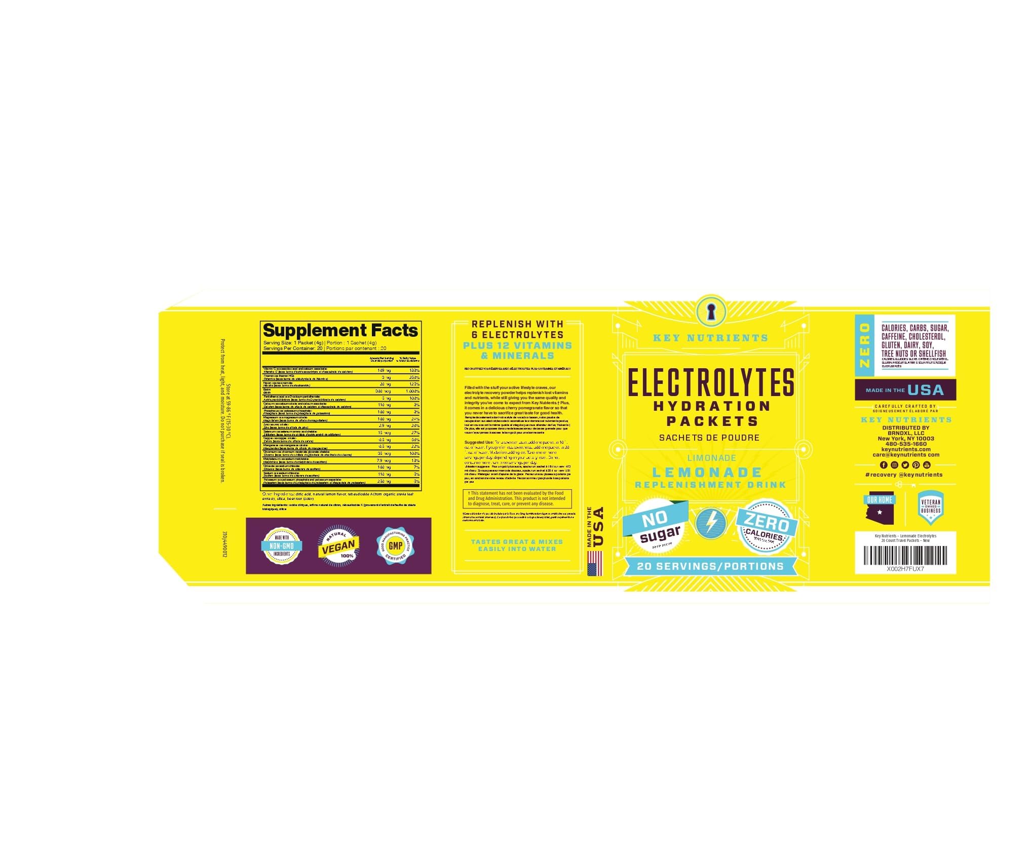 Key Nutrients electrolyte packets offer sugar-free hydration options