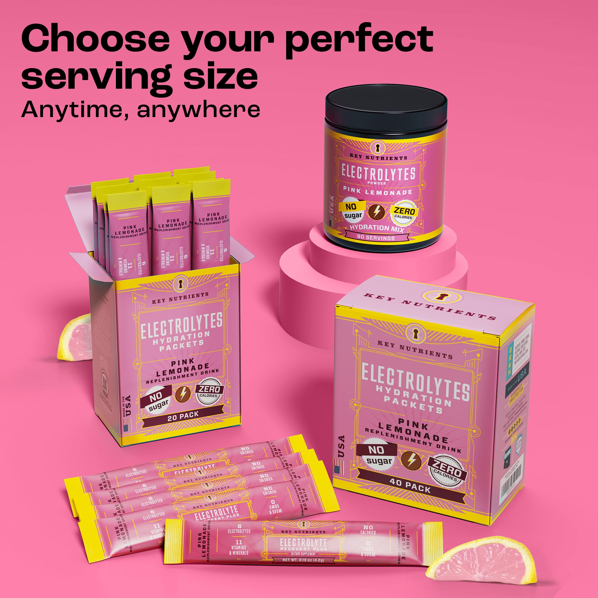KEY NUTRIENTS hydration on the go with sugar-free electrolyte packets in a gym bag