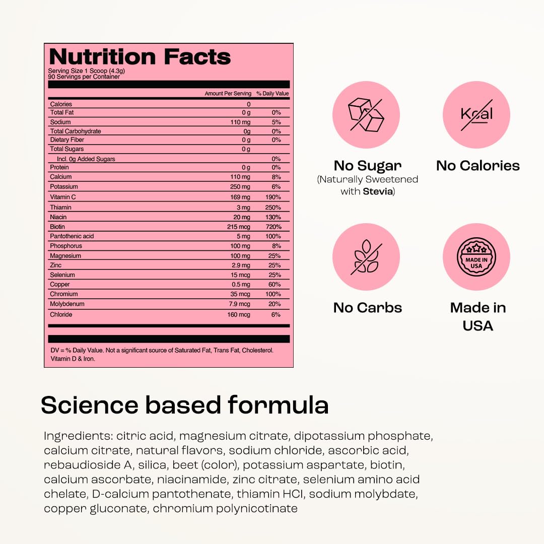 KEY NUTRIENTS no-sugar claim on packaging supports calorie-free hydration.